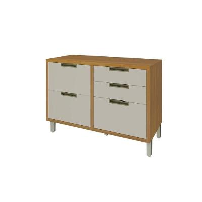 Balcão De Cozinha Modulado Imperatriz 1 Porta E 4 Gavetas C/ Tampo Freijo/off White - Nesher