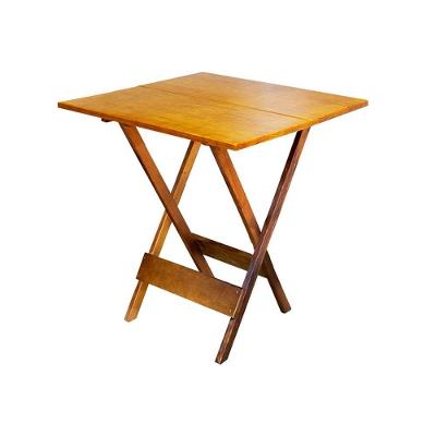 Mesa Para Bar E Café Dobravel De Madeira 70x70 - Natural - Marrom