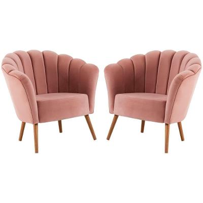 Kit 2 Poltronas Decorativas Pes Tauari 7048 Veludo Rosa Dmobiliario Rosa