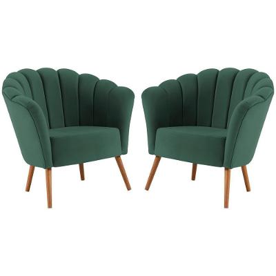 Kit 2 Poltronas Decorativas Pes Tauari 7048 Veludo Verde Dmobiliario Verde