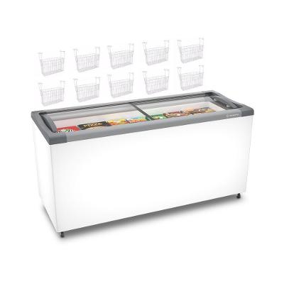 Kit - Freezer Horizontal Tampa De Vidro 404 Litros Nf55 220v + 10 Cestos Nextgen Branco 220v