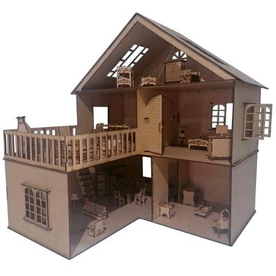 Casa Casinha Para Boneca Polly Lol - Com Varanda - 43 Cm - Com Móveis - Kits E Gifts