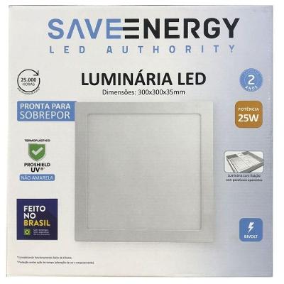 Luminária Plafon Led Sobrepor 25w 5700k Branco Saveenergy