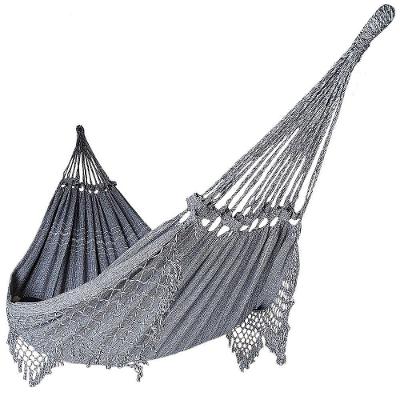 Rede De Dormir Casal Balanço De Algodão Reforçada 3,80M X 1,50M Varias Cores Cor:Cinza Mesclado