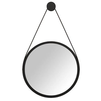 Espelho Redondo 54 Cm Com Alça Adnet B01 Escandinavo Preto