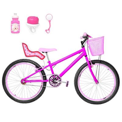 Bicicleta Aro 24 Aero + Kit Passeio E Cadeirinha Pink E Rosa