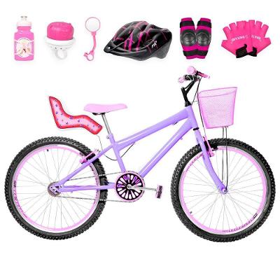 Bicicleta Aro 24 Aero + Kit Premium Cor Lilás E Rosa