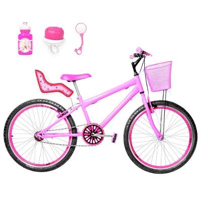 Bicicleta Aro 24 Aero + Kit Passeio E Cadeirinha Rosa E Pink