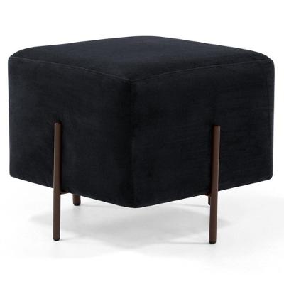Puff Decorativo 45cm Base Aço Status B-300 Veludo Preto