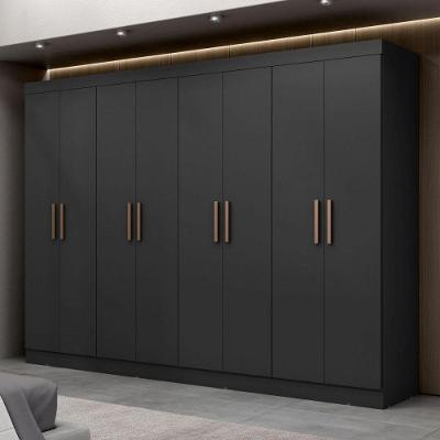 Guarda Roupa Casal Paris 8 Portas Mdp Preto Fosco Maxel Preto