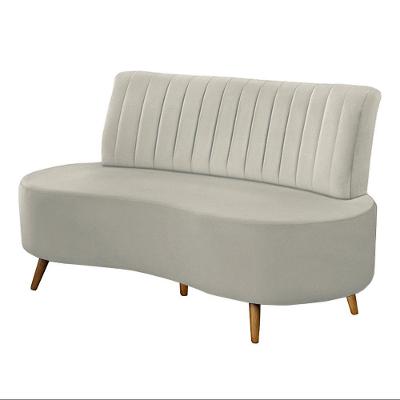 Sofá Decorativo 1,60m 2 Lugares Katara Veludo Bege Claro G33 - Gran Belo