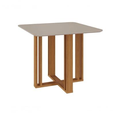 Conjunto Sala De Jantar Flora 95x95 Tampo Mdf 4 Cadeiras Maia Cimol Nature/offwhite/mascavo