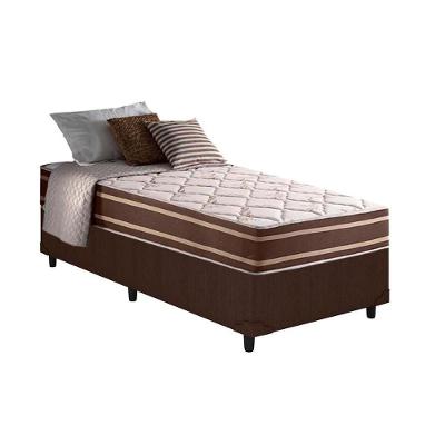 Cama Box Solteiro: Colchão Molas Anjos Superlastic Duo Sono + Base CRC Courano Brown(88x188)