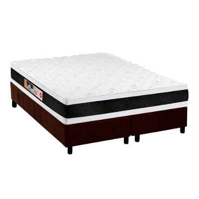 Cama Box King: Colchão Espuma D45 Castor Black e White AIR Double Face + Base CRC Suede Brown(193x203)