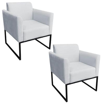 Kit 2 Poltronas Base Industrial Preto Maressa S10 Suede Cinza - Ibiza