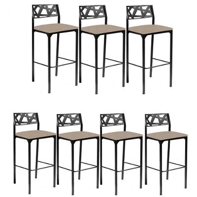Kit 7 Banquetas Eliza Gourmet Suede Bege-gat Magazine