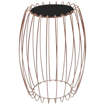 Mesa Apoio Lateral 43 Cm Tampo Vidro Preto Base Metal Cobre Nacc Preto Cobre