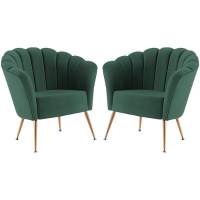Kit 2 Poltronas Decorativas Pes Aço Dourado 7048 Veludo Verde Dmobiliario Verde