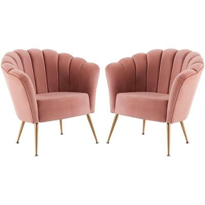 Kit 2 Poltronas Decorativas Pes Aço Dourado 7048 Veludo Rosa Dmobiliario Rosa