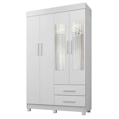 Guarda Roupa Copacabana New 4 Portas 2 Gavetas Com Espelho Benetil Móveis Branco