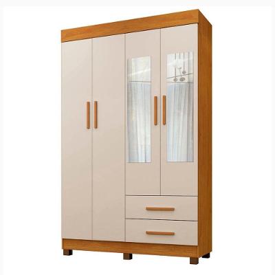 Guarda Roupa Copacabana New 4 Portas 2 Gavetas Com Espelho Benetil Móveis Cinamomo Com Off White