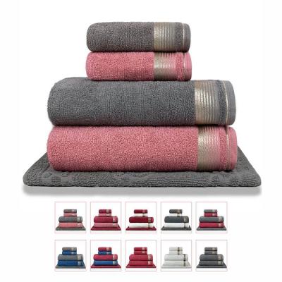 Jogo De Toalhas Gigante 5 Peças 380g-m2 100% Algodão Sublime - Gris + Rosa Crochê