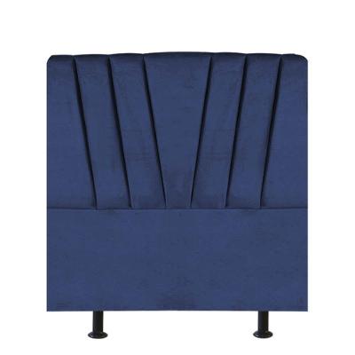 Cabeceira Estofada Bélgica 90cm Solteiro Para Cama Box Quarto Suede Azul Marinho