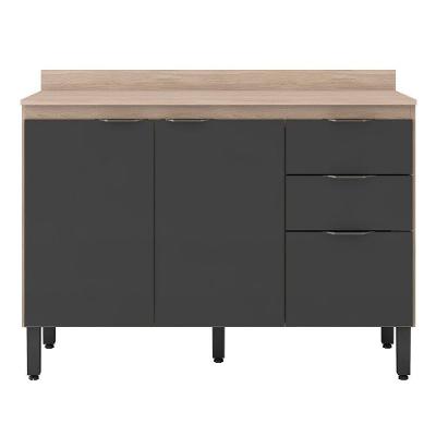 Balcão Firenze 120cm 3 Portas E 2 Gavetas Com Tampo 93241 Demóbile Avena Touch E Grafito