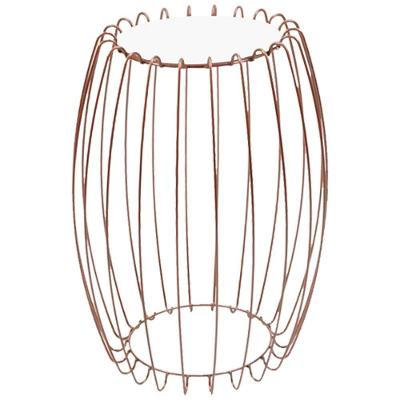 Mesa Apoio Lateral 43 Cm Tampo Vidro Branco Base Metal Cobre Nacc Branco Cobre