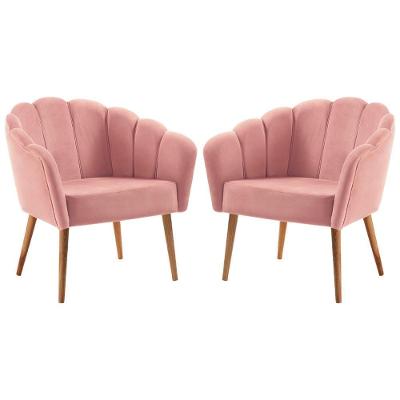Kit 2 Poltronas Decorativas Pes Tauari 7049 Veludo Rosa Dmobiliario Rosa