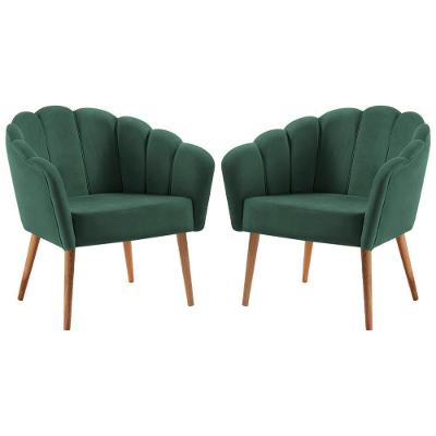 Kit 2 Poltronas Decorativas Pes Tauari 7049 Veludo Verde Dmobiliario Verde