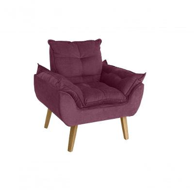 Poltrona Decorativa Opala Bordô/vinho Com Fibra De Silicone E Pés Quadrado Smf Decor
