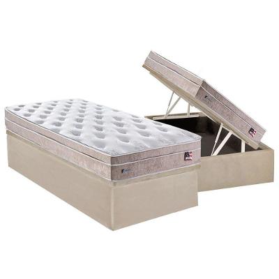 Cama Box Baú Solteiro: Colchão Molas Ensacadas Sealy MasterPocket Miami + Base CRC Suede Clean(88x188)