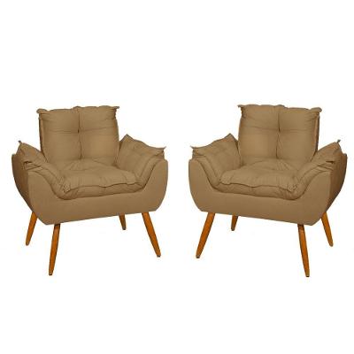 Kit 2 Poltronas Para Quarto Sala Recepção – Jl Decor Cor:capuccino