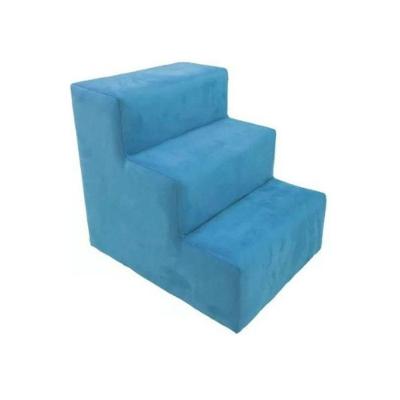 Escada Escadinha Pet Cachorro 3 Degraus Rampa Suede Grace Cor:azul Turquesa.