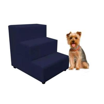 Escada Escadinha Pet Cachorro 3 Degraus Rampa Suede Grace Cor:azul Marinho