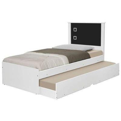 Cama Barcelona Solteiro Branco-preto Com Cama Auxiliar E Colchão - Tebarrot