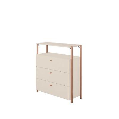 Cômoda Metalic Off White/rosê 3 Gavetas Móveis Estrela