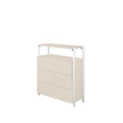 Cômoda Metalic Off White/branco 3 Gavetas Móveis Estrela
