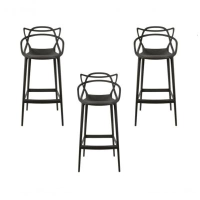Kit - 3 X Banquetas Médias Masters Allegra - 66 Cm - Preto.