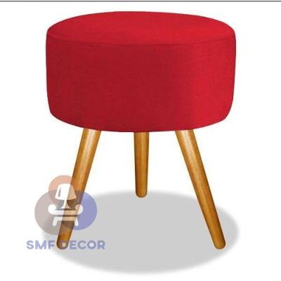 Puff Redondo Pés Palito Vermelho Com Pés Palito Smf Decor