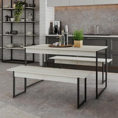 Mesa De Jantar Tub C-02 Bancos Snow - Est.preta Snow - Est.preta