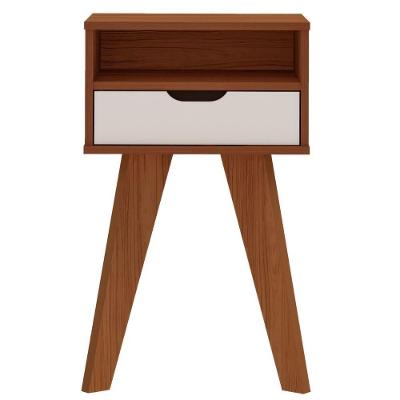 Mesa De Apoio Lateral Vip Com Gaveta E Nicho Cedro / Off White
