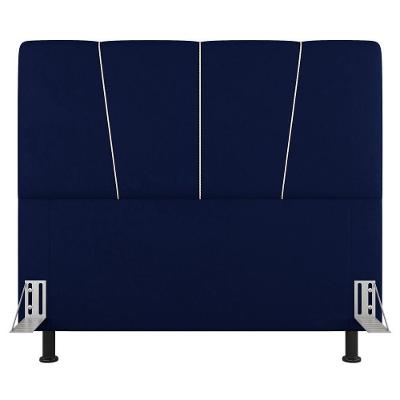 Cabeceira Cama Box Casal King Size Amber 195cm Estofada Veludo Azul Marinho - Abmaza