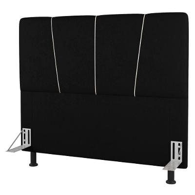 Cabeceira Cama Box Casal Queen Size Amber 160cm Estofada Suede Preto - Abmaza
