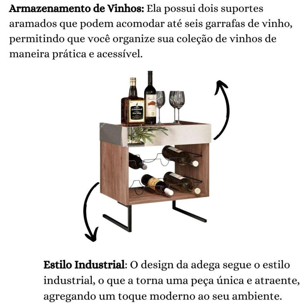 Kit Adega Com Espelho E Prateleira Aurora Demolição Preto - 2