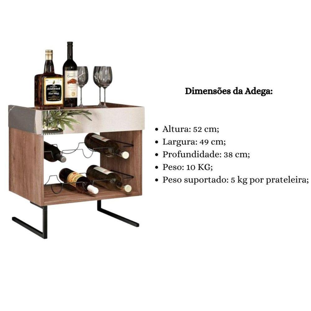 Kit Adega Com Espelho E Prateleira Aurora Demolição Preto - 5