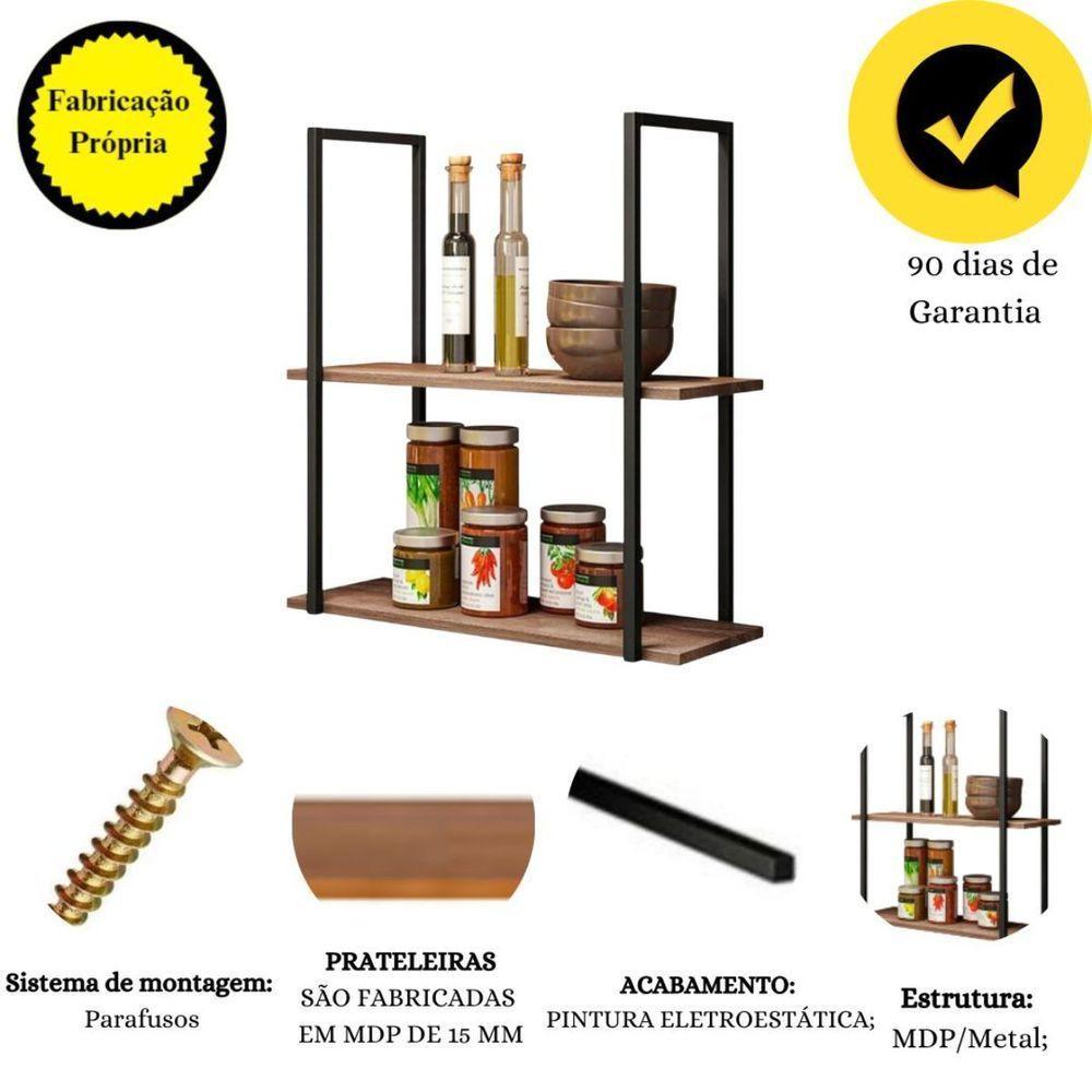 Kit Adega Com Espelho E Prateleira Aurora Demolição Preto - 8