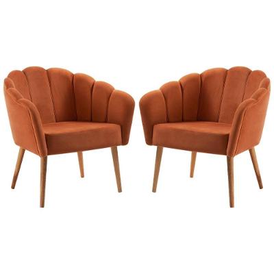 Kit 2 Poltronas Decorativas Pes Tauari 7049 Veludo Caramelo Dmobiliario Caramelo