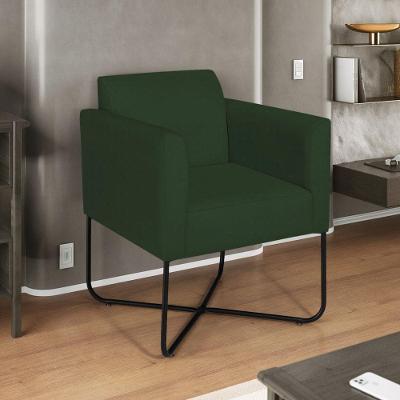 Poltrona Decorativa Andréia Base X Preta Linho Cor Verde